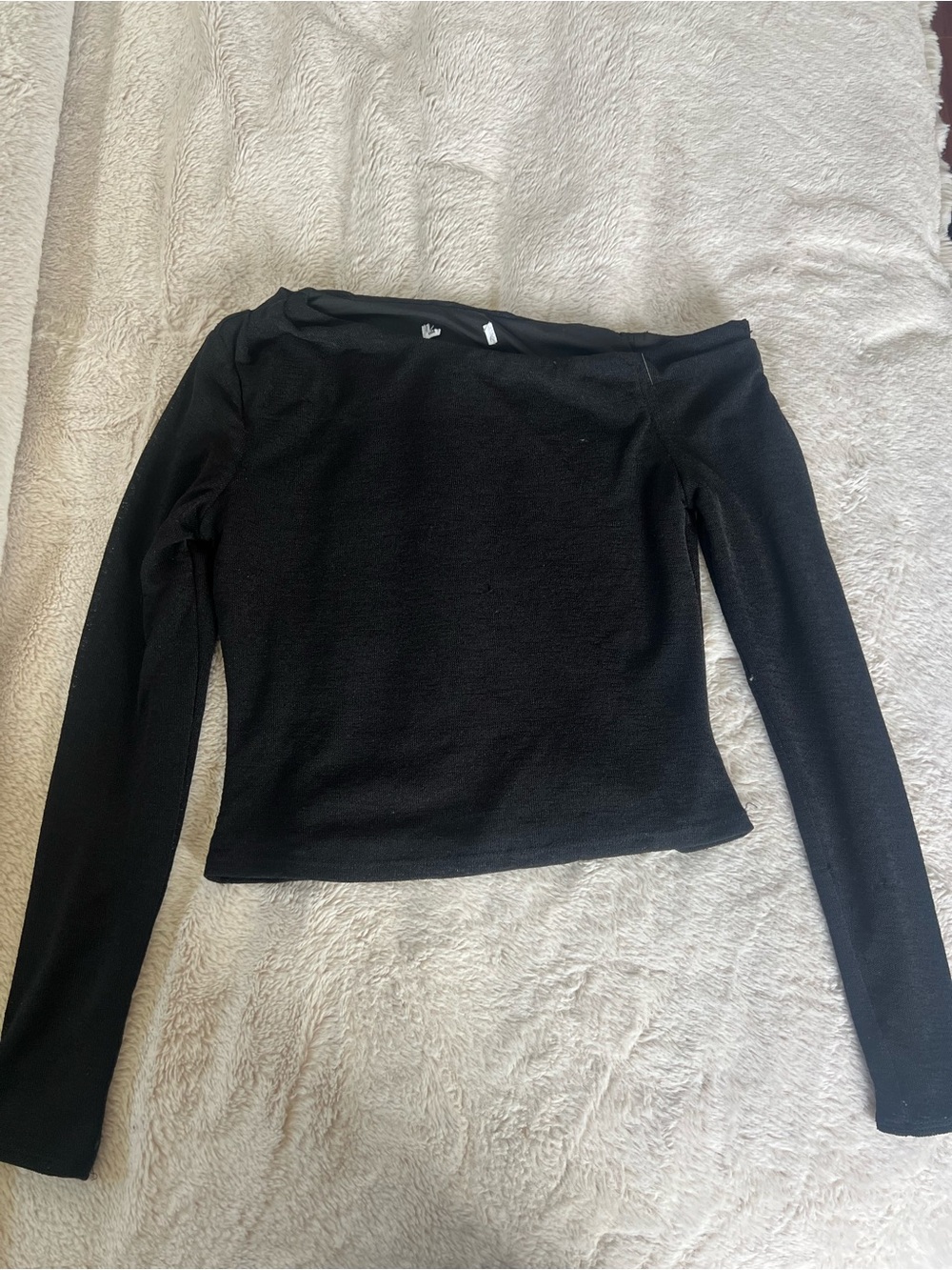 Princess Polly Black Off-Shoulder Long Sleeve Top